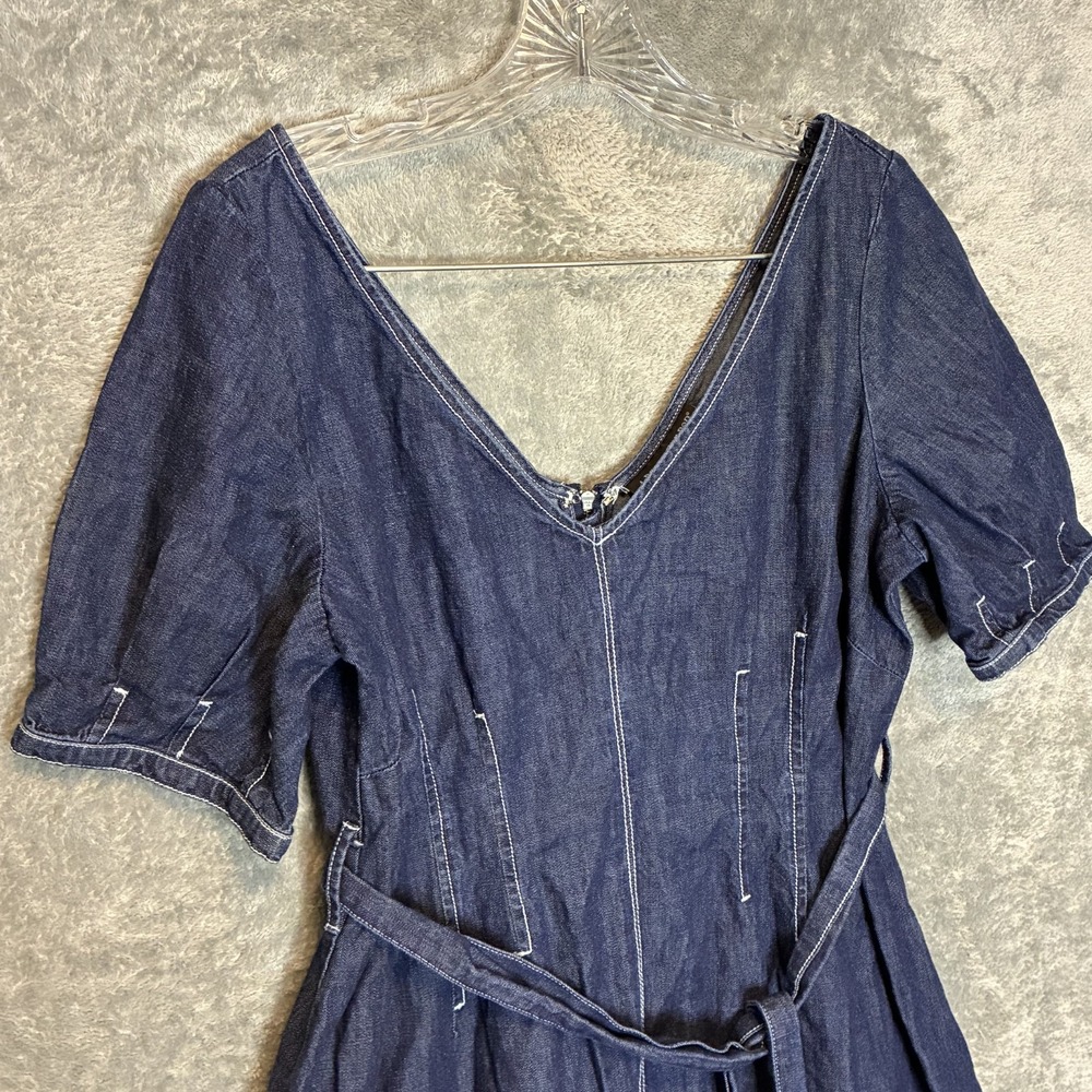 A Pea in the Pod Womens Cotton Denim Maternity Dress M Belted Casual Everyday
